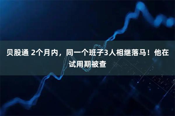 贝股通 2个月内，同一个班子3人相继落马！他在试用期被查